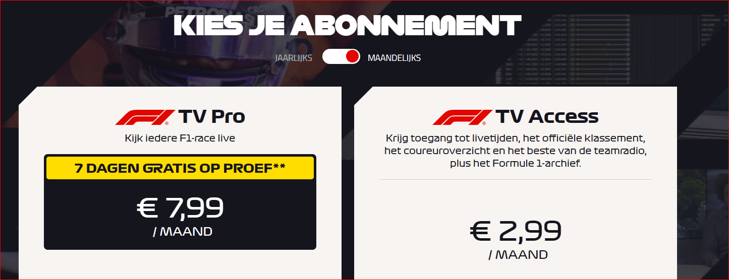 Kijk Formule 1 F1 Tv Pro 20% Met Korting - F1 Arrangement