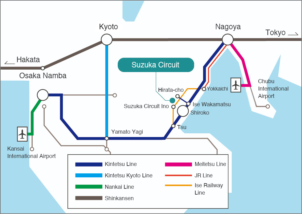 bus of trein naar suzuka-circuit